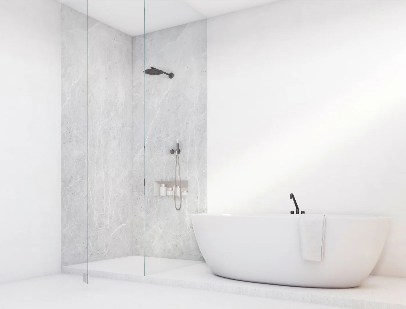 Duschrückwand - 3mm Aluverbund Aragon weiß 1250 x 2550mm