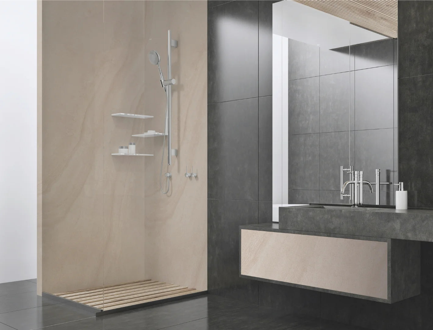 Duschrückwand - 3mm Aluverbund Burgund Beige 1250 x 2550mm