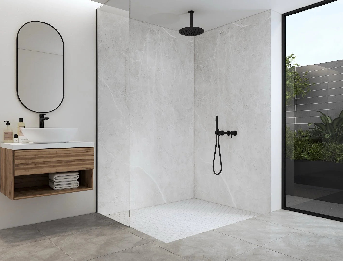 Duschrückwand - 3mm Aluverbund Aragon weiß 1250 x 2550mm