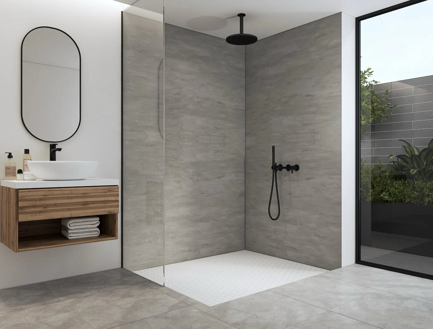 Duschrückwand - 3mm Aluverbund Beton Metallic 1250 x 2550mm