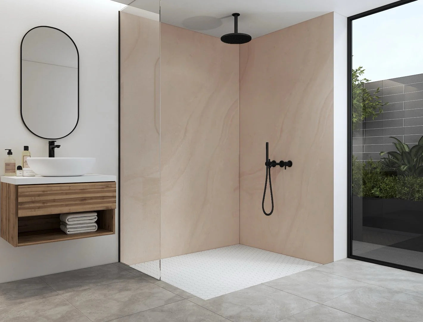 Duschrückwand - 3mm Aluverbund Burgund Beige 1250 x 2550mm